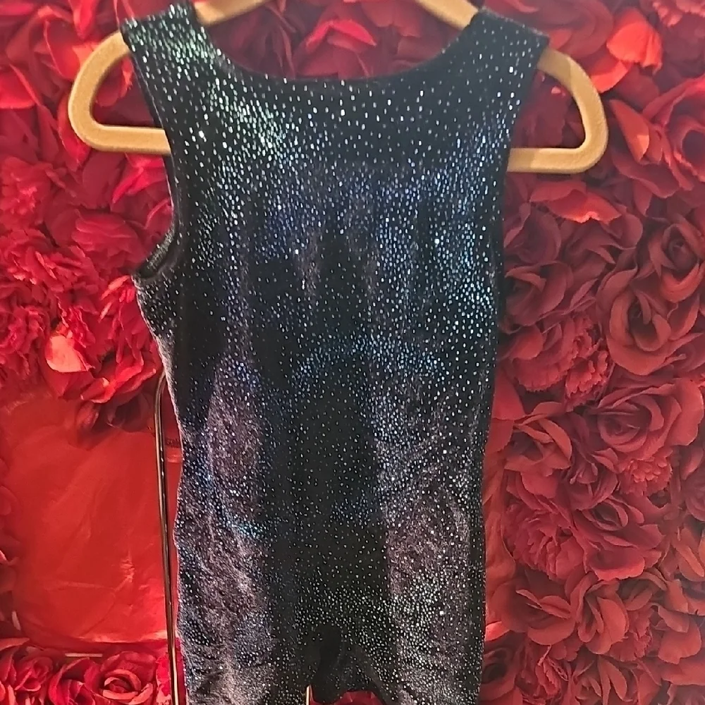 Danskin Sparkling Black and Blue Girls Leotard Size Small - Worn For Two Hours